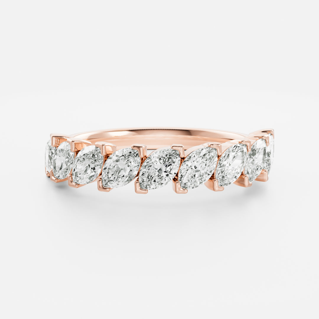0.25 TCW Round Shaped Half Eternity Lab Grown Diamond Wedding Band