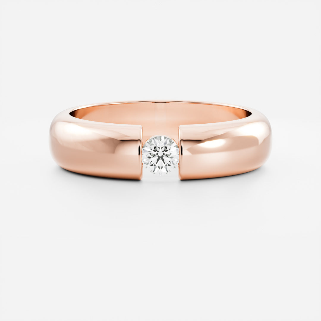 Round Lab Grown Diamond Tension Set Men's Gold Wedding Band