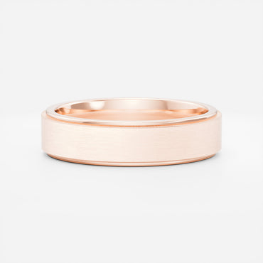 Flat Bevelled Edge Brushed Men's Gold Wedding Band