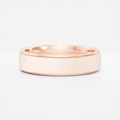 Flat Bevelled Edge Brushed Men's Gold Wedding Band