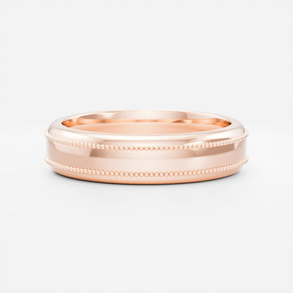 Brushed Milgrain-Detail Men's Gold Wedding Band
