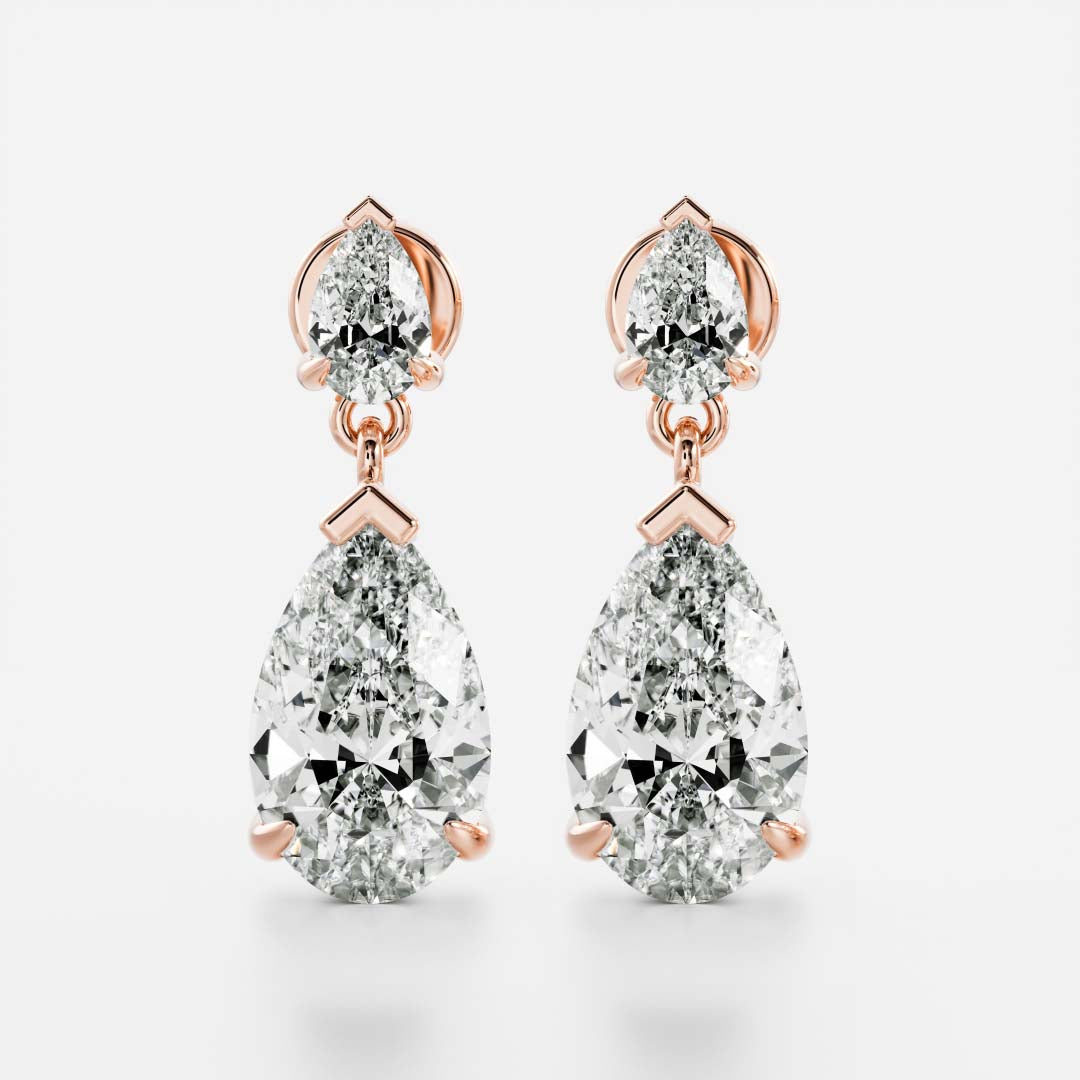 1.2 TCW Pear Cut Lab Grown Diamond Dangles Earrings in Gold