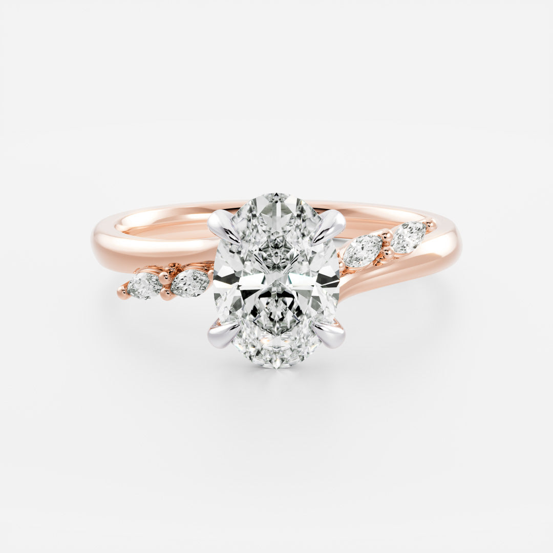 Marquise Cut Cluster Styled Lab Grown Diamond Engagement Ring