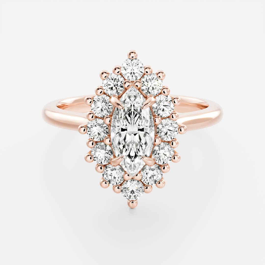 Marquise Cut Cluster Styled Lab Grown Diamond Engagement Ring