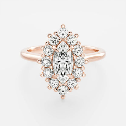 Marquise Cut Cluster Styled Lab Grown Diamond Engagement Ring