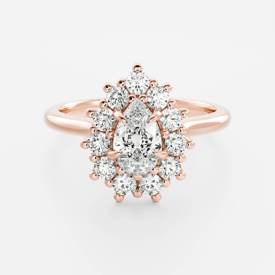 Marquise Cut Cluster Styled Lab Grown Diamond Engagement Ring