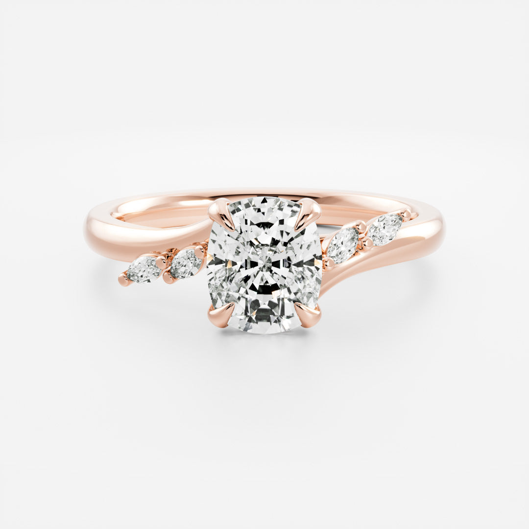 Marquise Cut Cluster Styled Lab Grown Diamond Engagement Ring