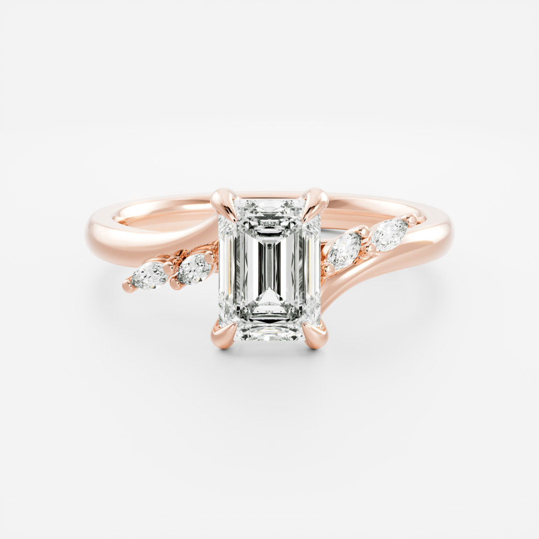 Marquise Cut Cluster Styled Lab Grown Diamond Engagement Ring