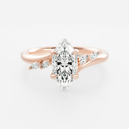 Marquise Cut Cluster Styled Lab Grown Diamond Engagement Ring