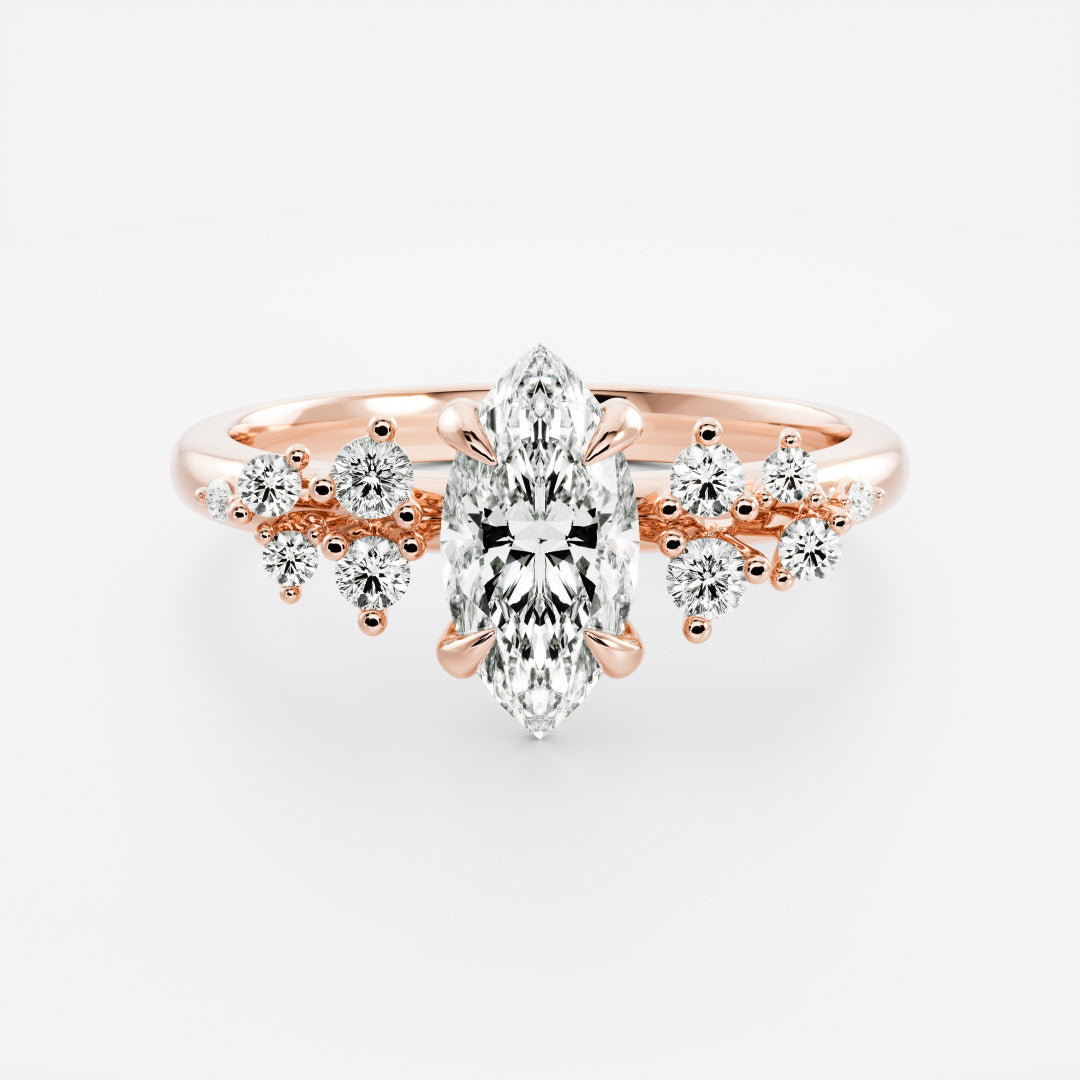 Marquise Cut Cluster Styled Lab Grown Diamond Engagement Ring
