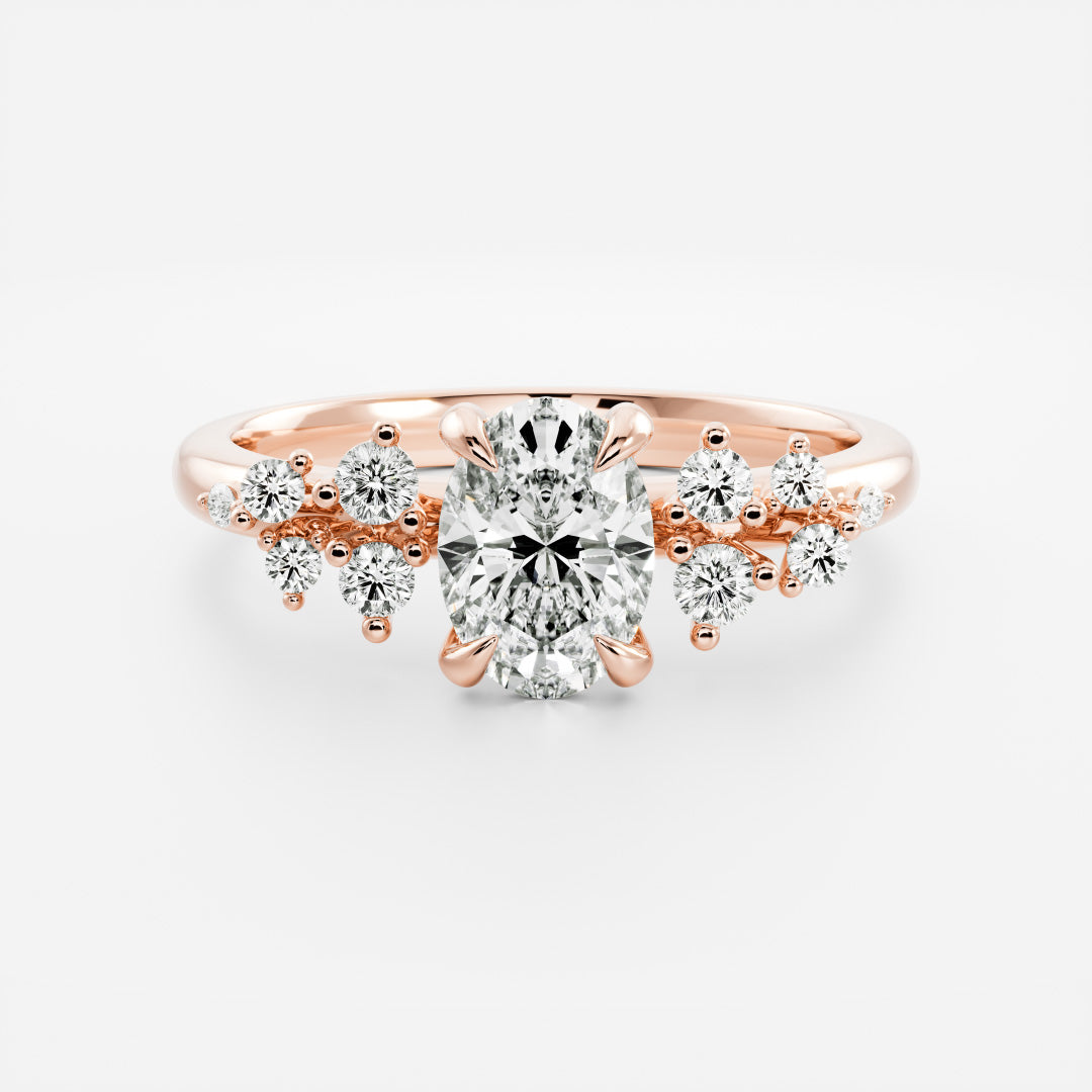 Marquise Cut Cluster Styled Lab Grown Diamond Engagement Ring