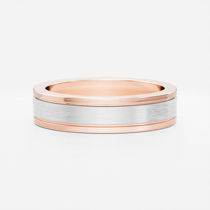 Brushed Dual Grooved Men's Gold Wedding Band