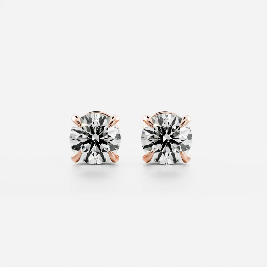 0.50 TCW Round Cut Lab Grown Diamond Stud Earrings in Gold