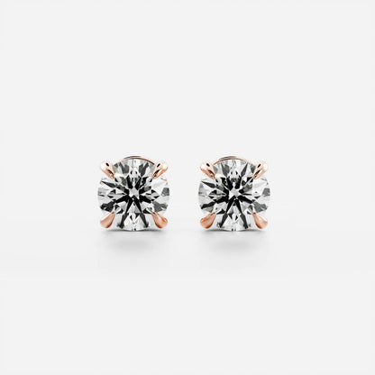 0.50 TCW Round Cut Lab Grown Diamond Stud Earrings in Gold