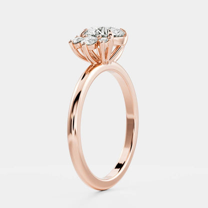 Marquise Cut Cluster Styled Lab Grown Diamond Engagement Ring