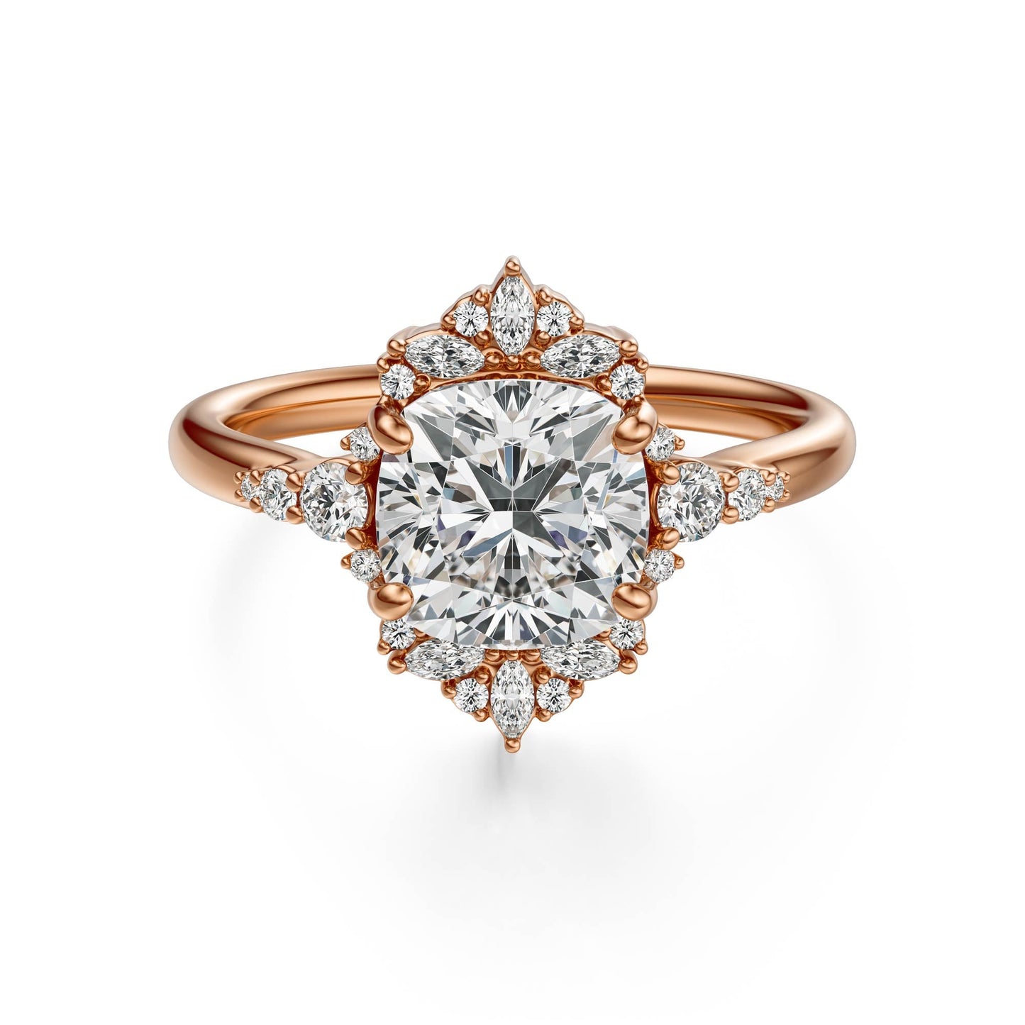 Marquise Shaped Three Stone Lab Grown Diamond Engagement Ring