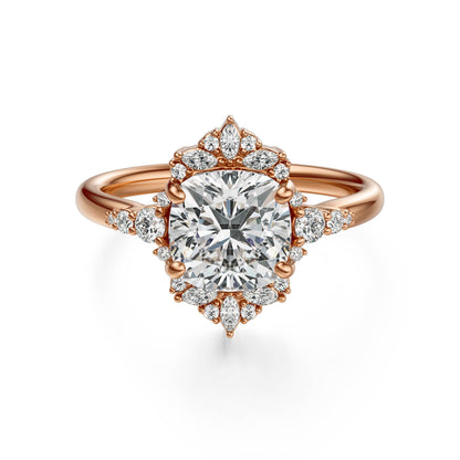 Marquise Shaped Three Stone Lab Grown Diamond Engagement Ring