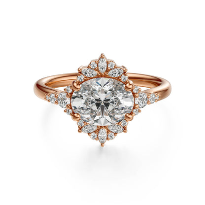 Marquise Shaped Three Stone Lab Grown Diamond Engagement Ring