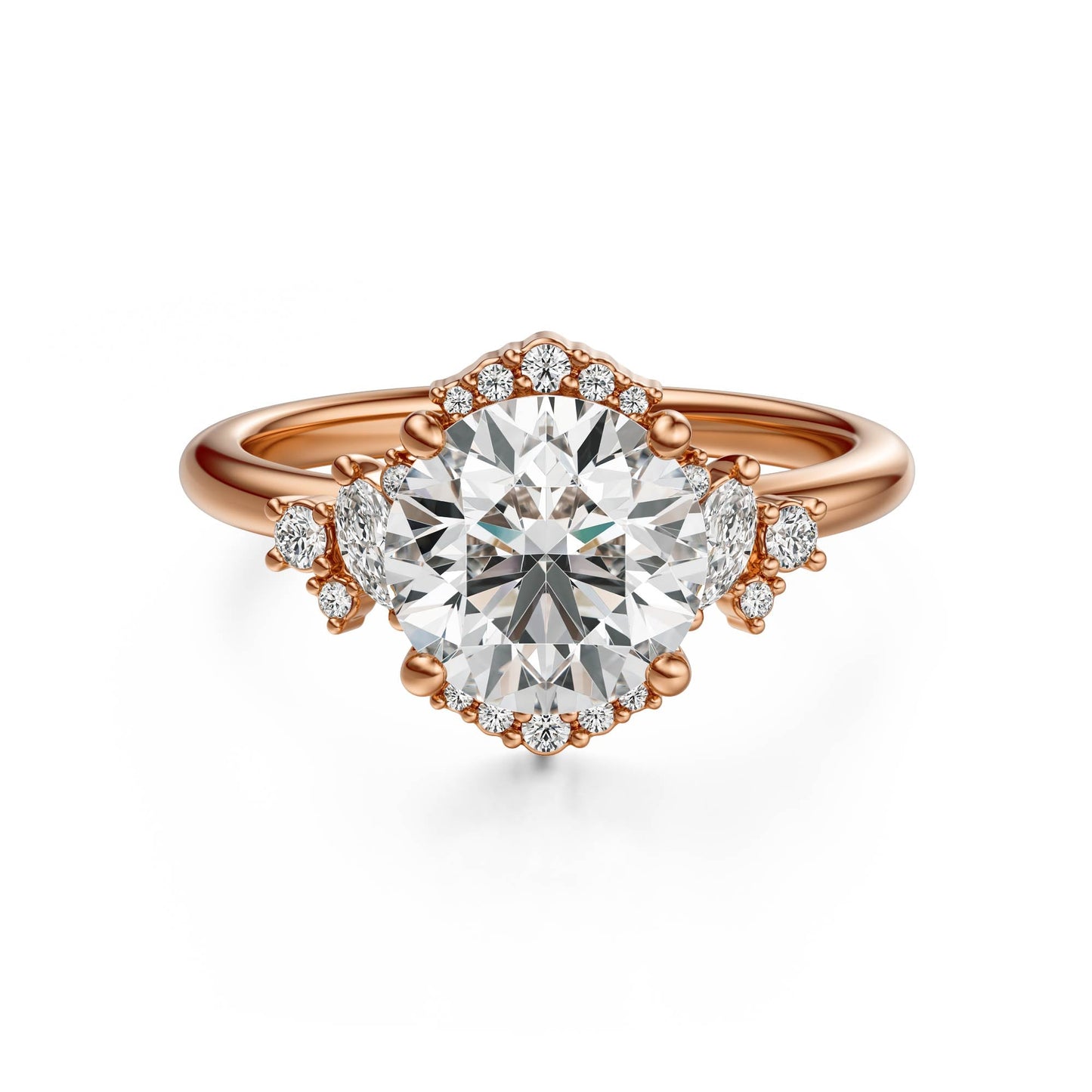 Marquise Shaped Three Stone Lab Grown Diamond Engagement Ring