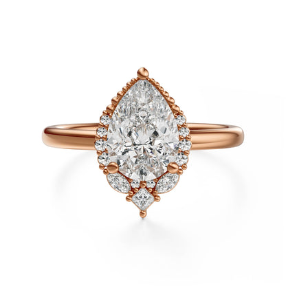 Marquise Shaped Three Stone Lab Grown Diamond Engagement Ring