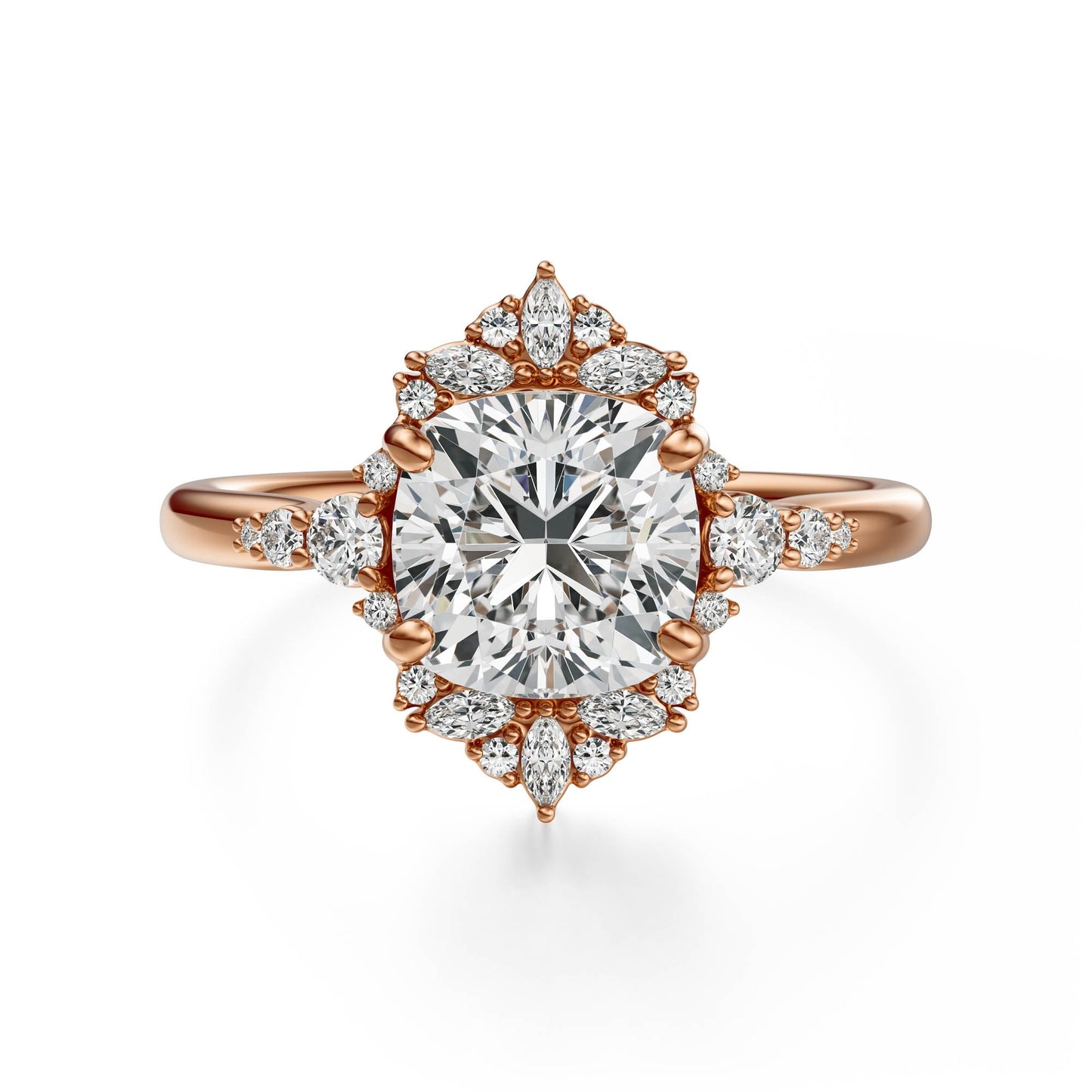 Marquise Shaped Three Stone Lab Grown Diamond Engagement Ring