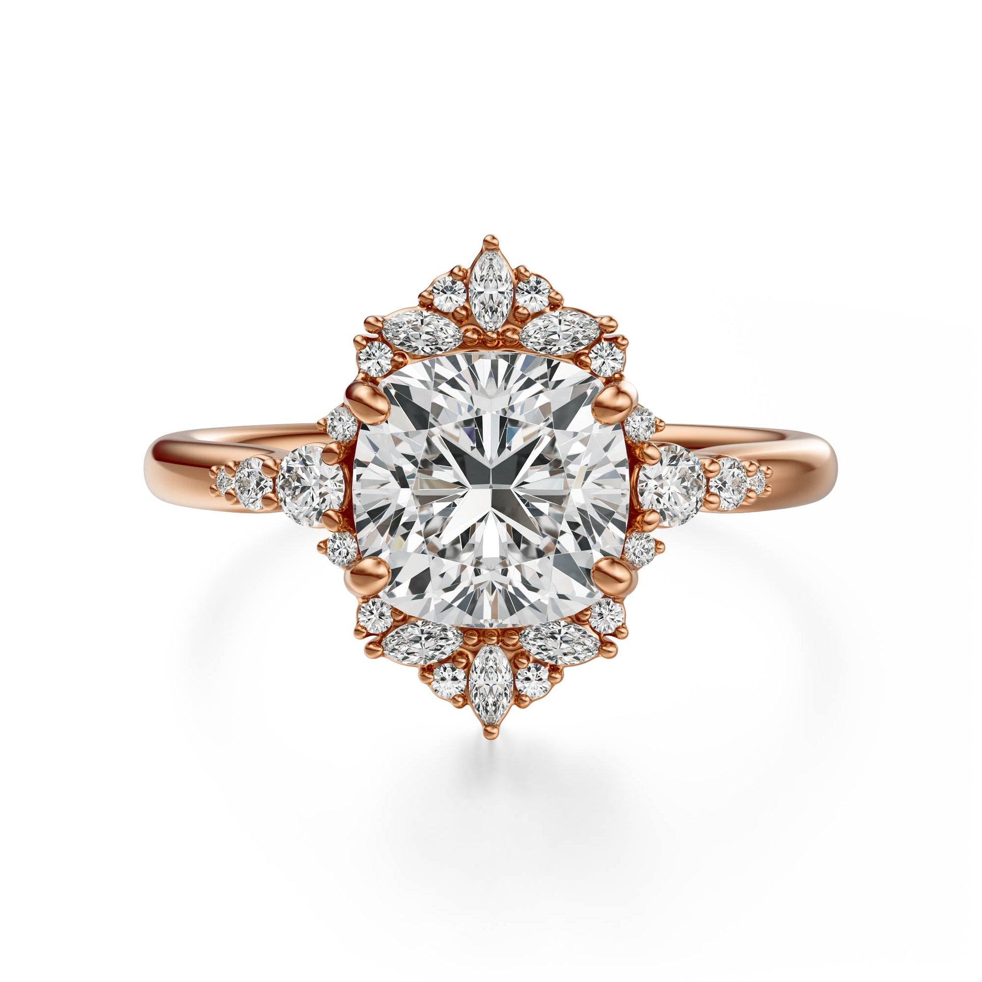 Marquise Shaped Three Stone Lab Grown Diamond Engagement Ring