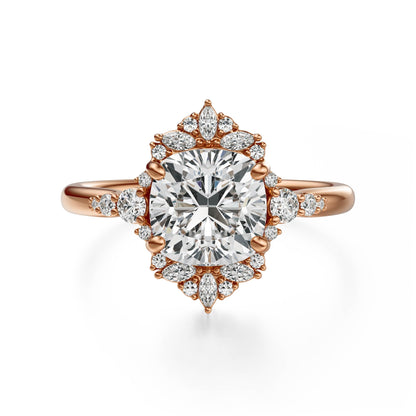Marquise Shaped Three Stone Lab Grown Diamond Engagement Ring