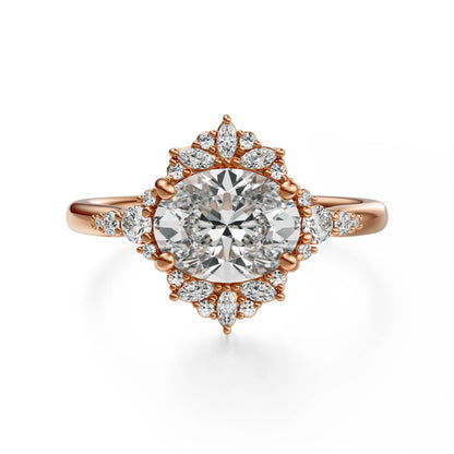 Marquise Shaped Three Stone Lab Grown Diamond Engagement Ring