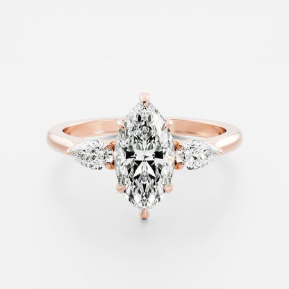 Marquise Cut Cluster Styled Lab Grown Diamond Engagement Ring