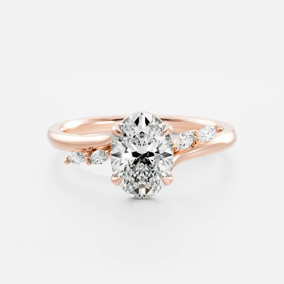 Marquise Cut Cluster Styled Lab Grown Diamond Engagement Ring