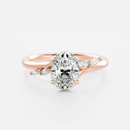 Marquise Cut Cluster Styled Lab Grown Diamond Engagement Ring