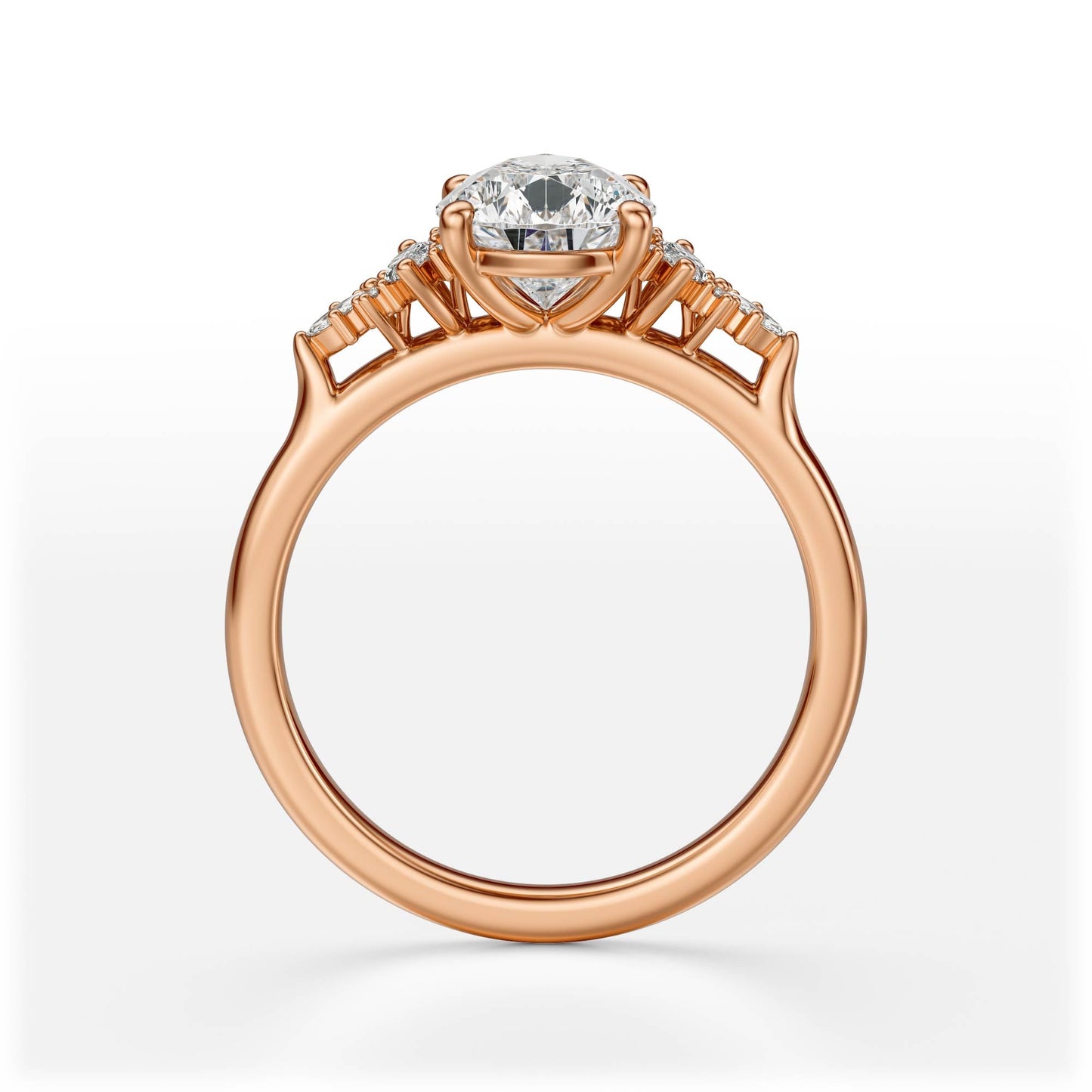 Marquise Shaped Three Stone Lab Grown Diamond Engagement Ring