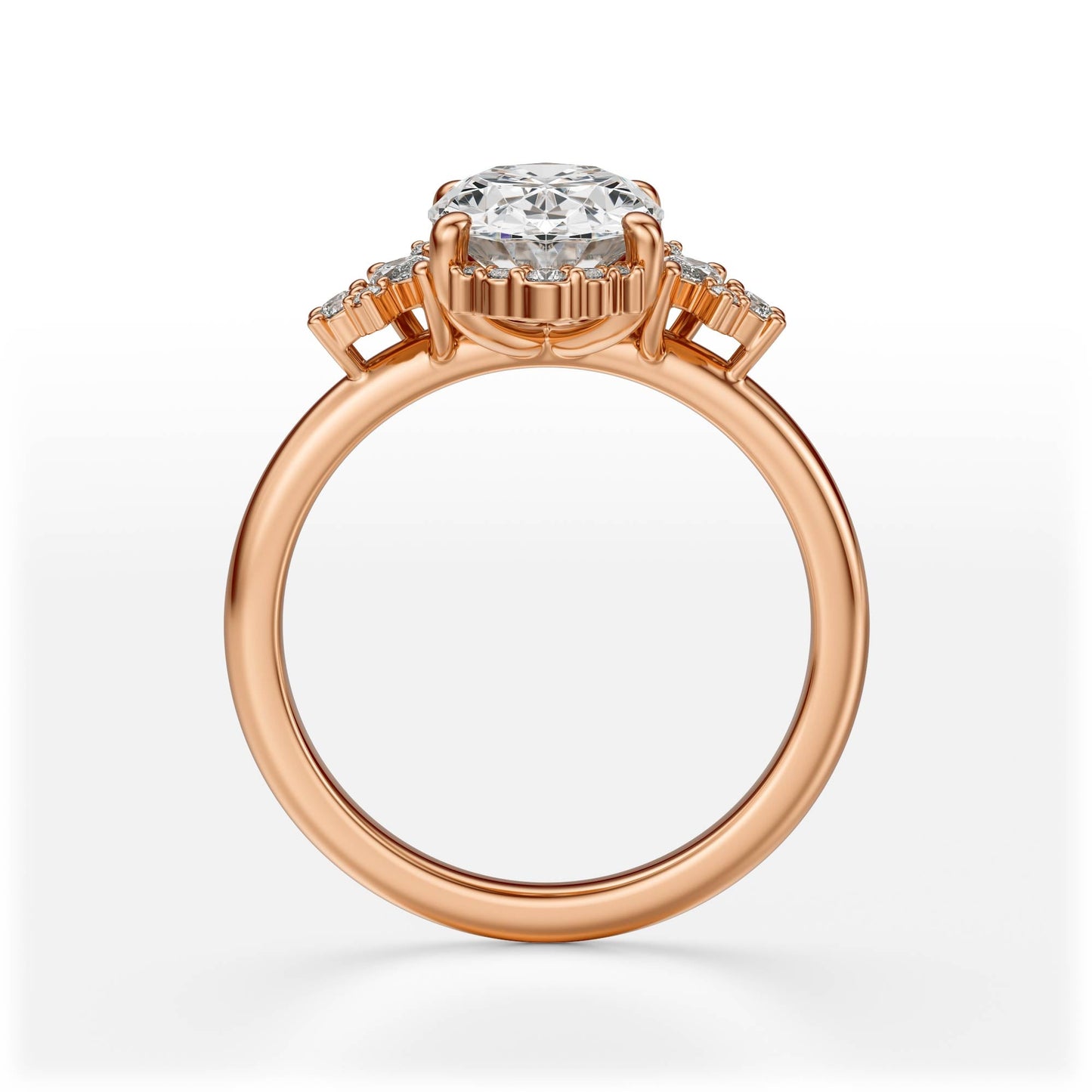 Marquise Shaped Three Stone Lab Grown Diamond Engagement Ring