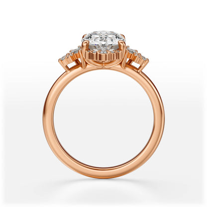 Marquise Shaped Three Stone Lab Grown Diamond Engagement Ring