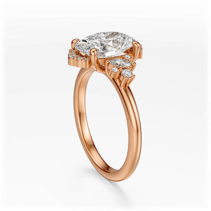 Marquise Shaped Three Stone Lab Grown Diamond Engagement Ring