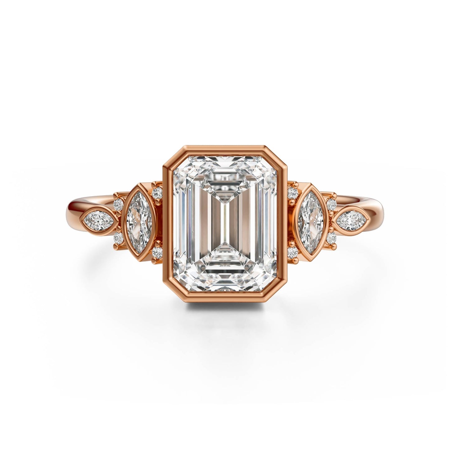 Marquise Shaped Three Stone Lab Grown Diamond Engagement Ring
