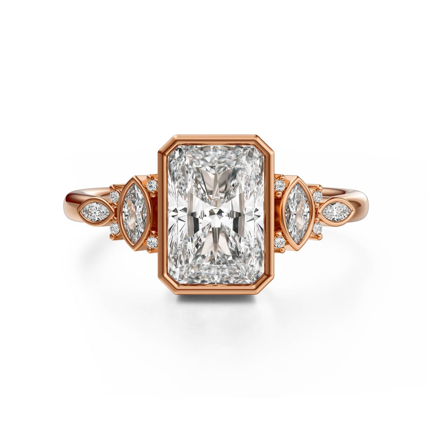 Marquise Shaped Three Stone Lab Grown Diamond Engagement Ring
