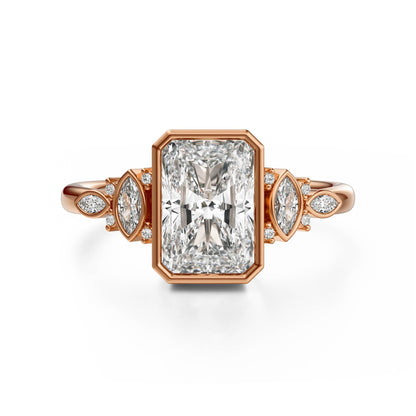 Marquise Shaped Three Stone Lab Grown Diamond Engagement Ring