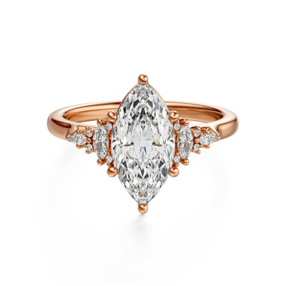 Marquise Shaped Three Stone Lab Grown Diamond Engagement Ring