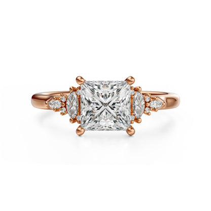 Marquise Shaped Three Stone Lab Grown Diamond Engagement Ring