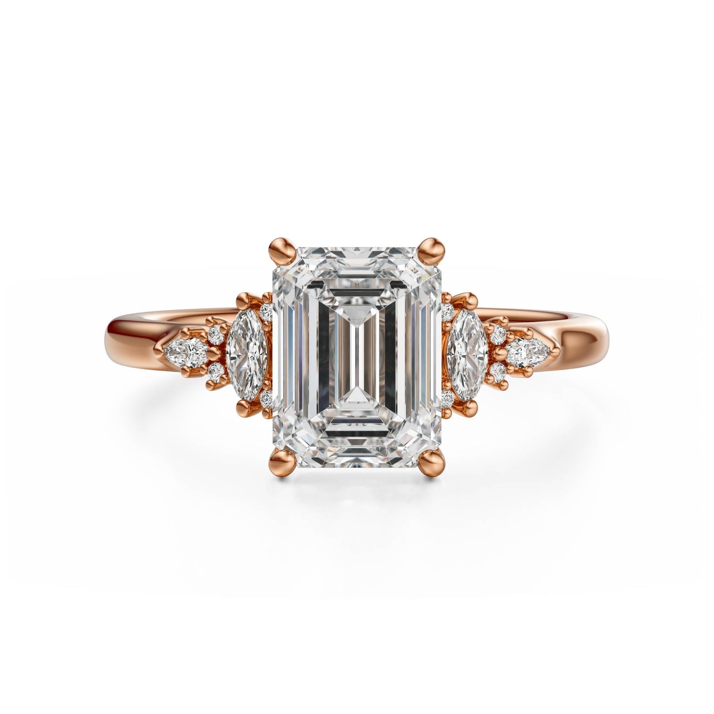 Marquise Shaped Three Stone Lab Grown Diamond Engagement Ring