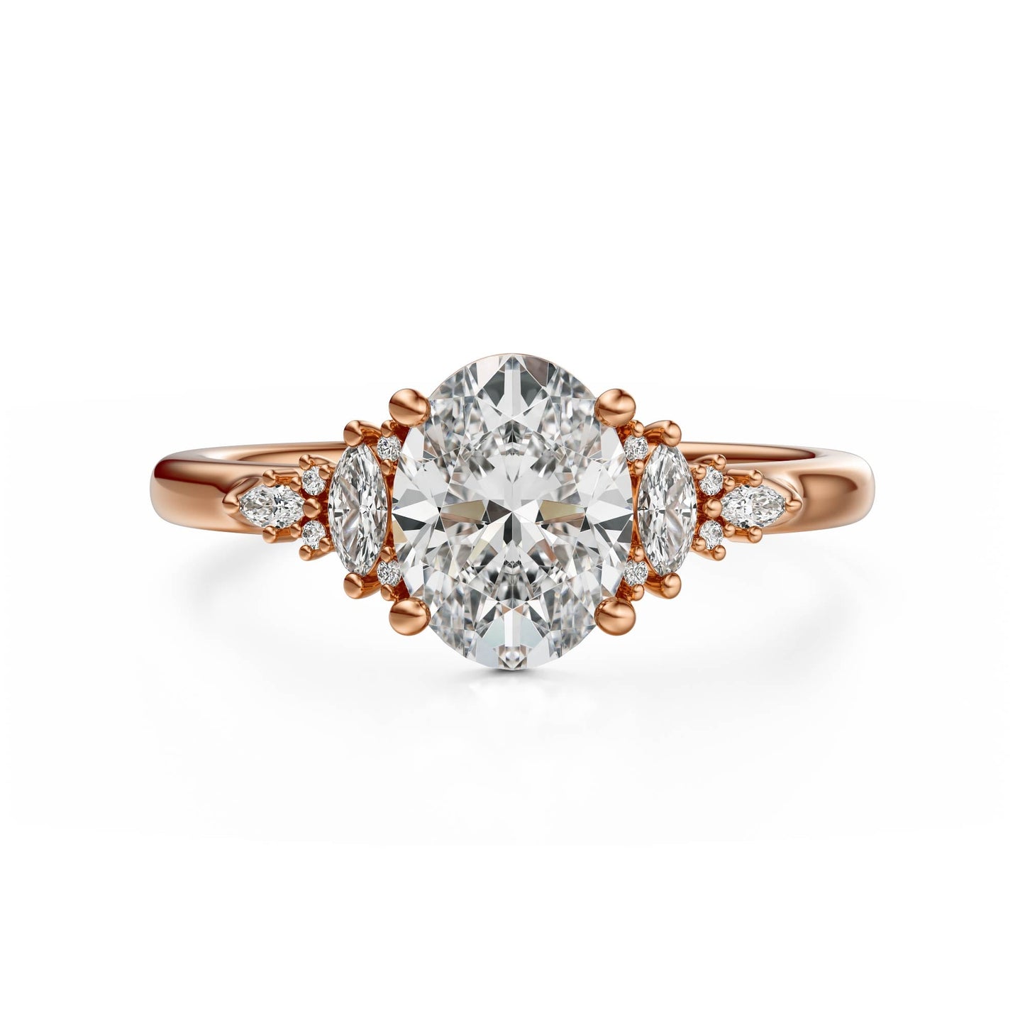 Marquise Shaped Three Stone Lab Grown Diamond Engagement Ring