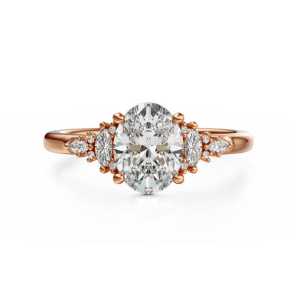 Marquise Shaped Three Stone Lab Grown Diamond Engagement Ring