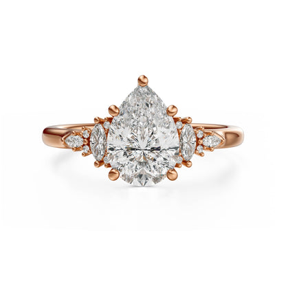 Marquise Shaped Three Stone Lab Grown Diamond Engagement Ring