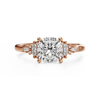 Marquise Shaped Three Stone Lab Grown Diamond Engagement Ring