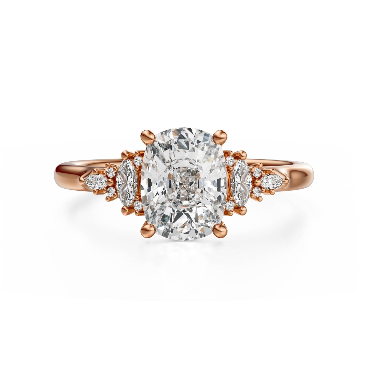 Marquise Shaped Three Stone Lab Grown Diamond Engagement Ring