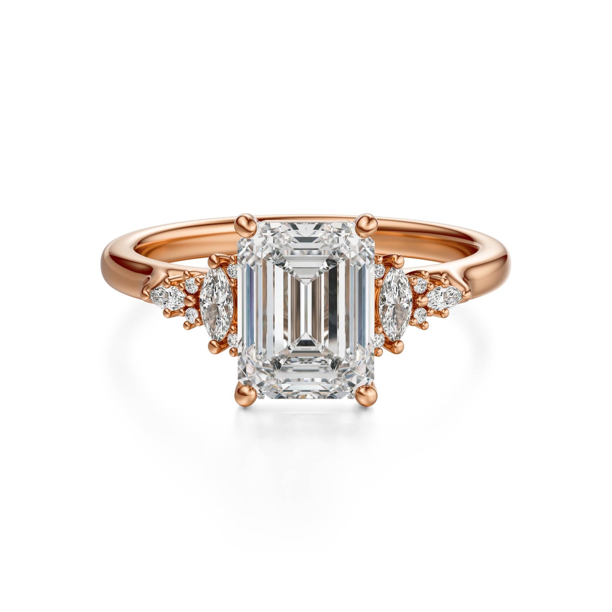 Marquise Shaped Three Stone Lab Grown Diamond Engagement Ring