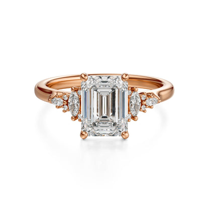Marquise Shaped Three Stone Lab Grown Diamond Engagement Ring
