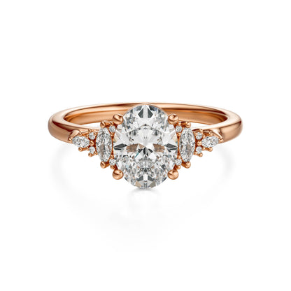 Marquise Shaped Three Stone Lab Grown Diamond Engagement Ring