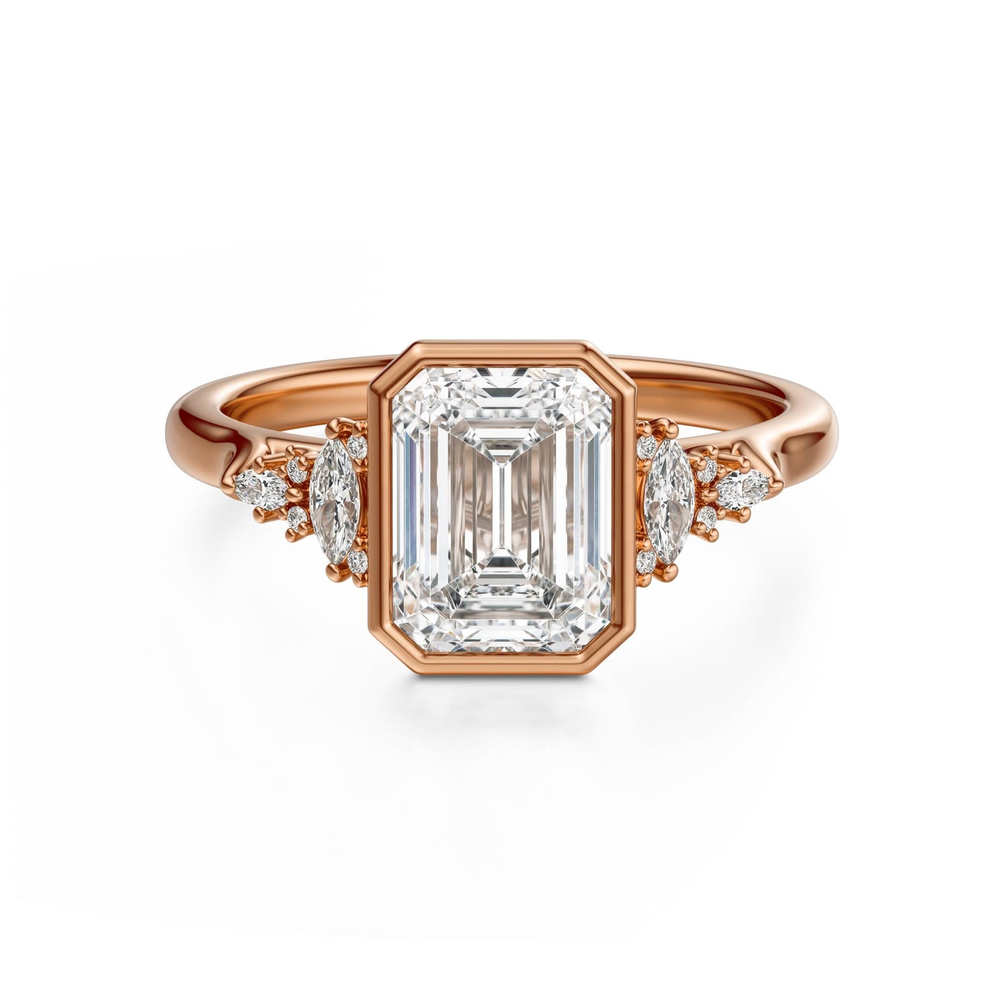 Marquise Shaped Three Stone Lab Grown Diamond Engagement Ring